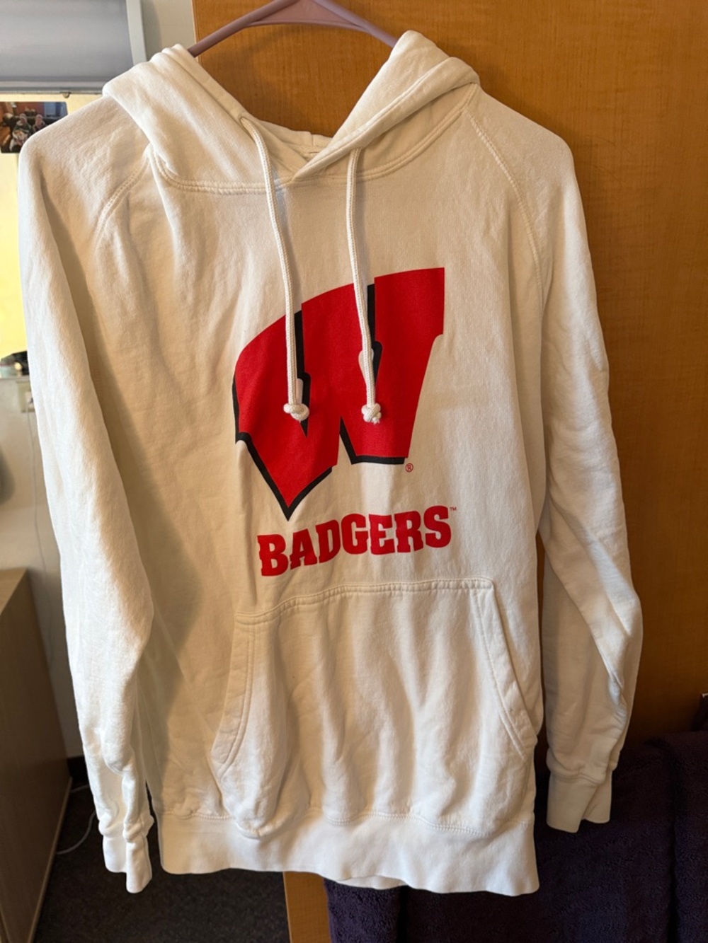 Wisconsin Badgers White Hoodie Sweatshirt - Collegiate Pullover